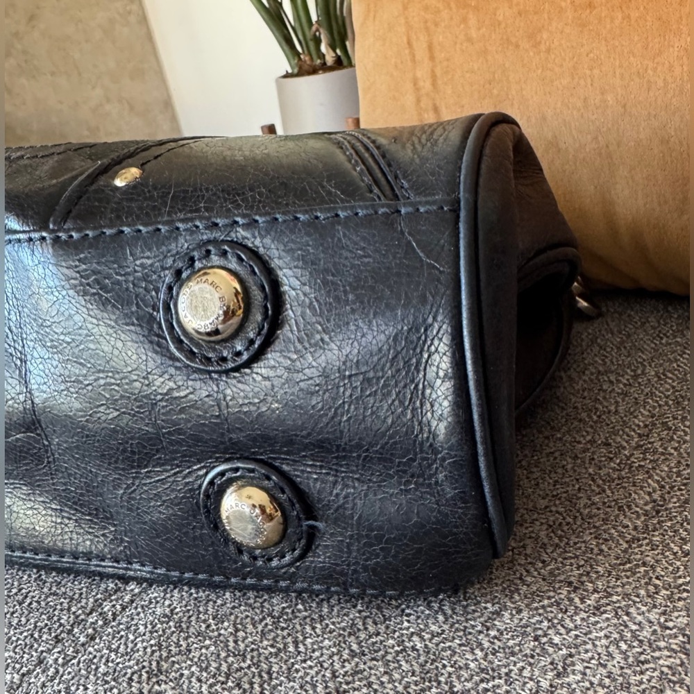 Marc by Marc Jacobs Dark Blue Leather Large Satchel with Silver/gold Hardware - Picture 10 of 15